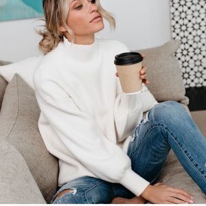 Vici cream mock neck sweater
